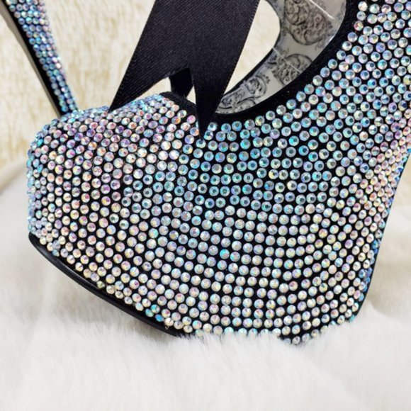 Bordello Iridescent Rhinestone High Heel Platform Shoes - Picture 9 of 12
